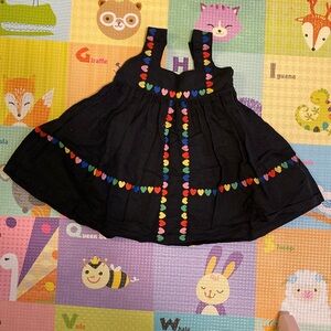 Stella McCartney navy blue sleeveless dress with rainbow hearts - 2Y